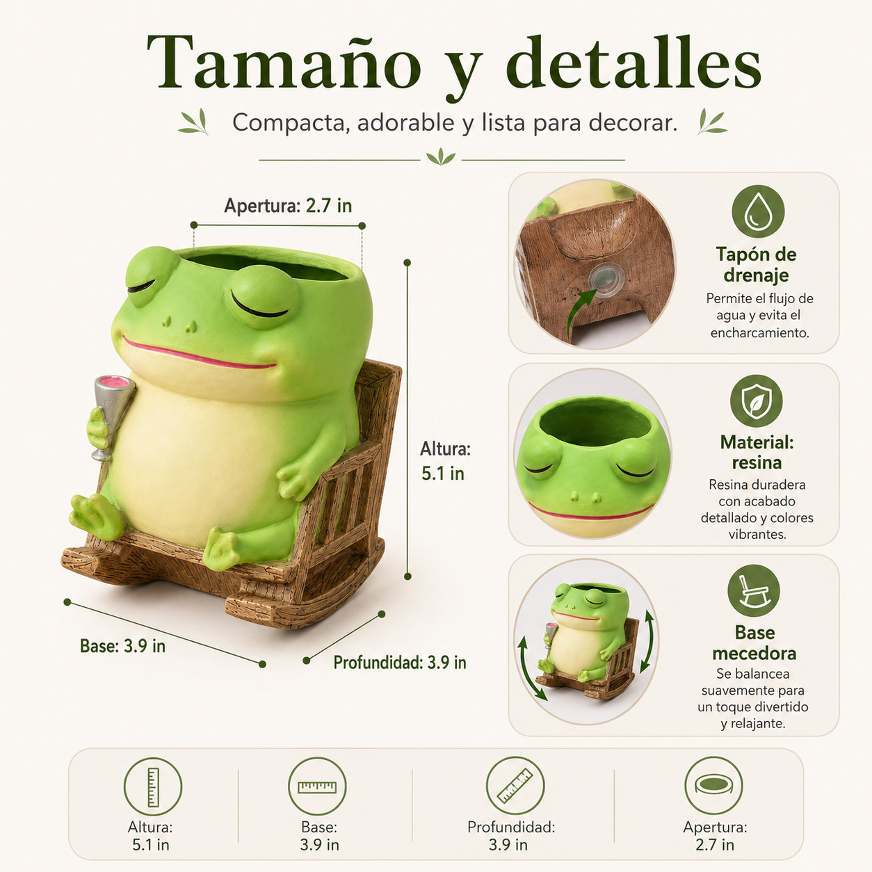 Medidas y detalles de Potchi Rana